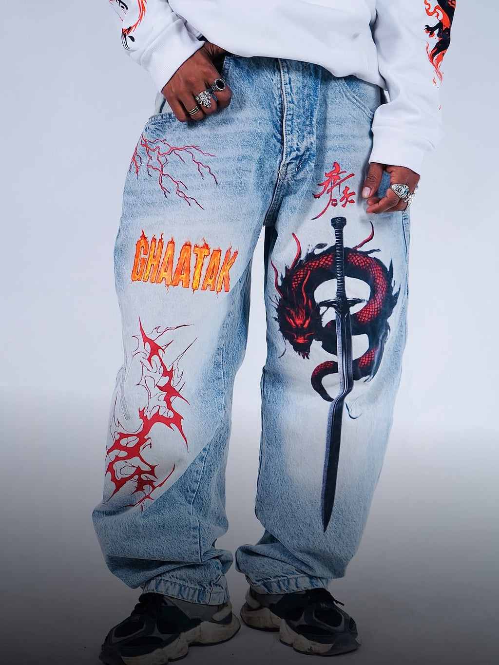 HULKA GHAATAK DRACON Baggy Denim Jeans – BLUE