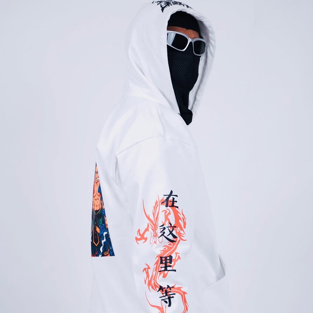 HULKA Dragon Warrior Drop Shoulder Hoodie – White