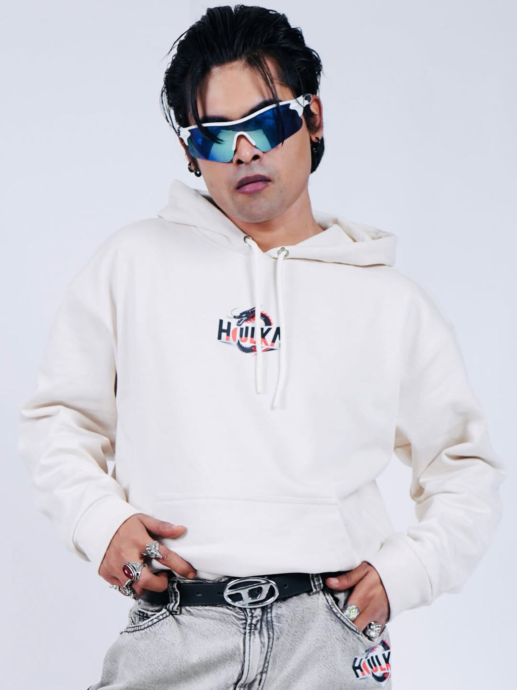 HULKA Off White Drop Shoulder Hoodie – Cream