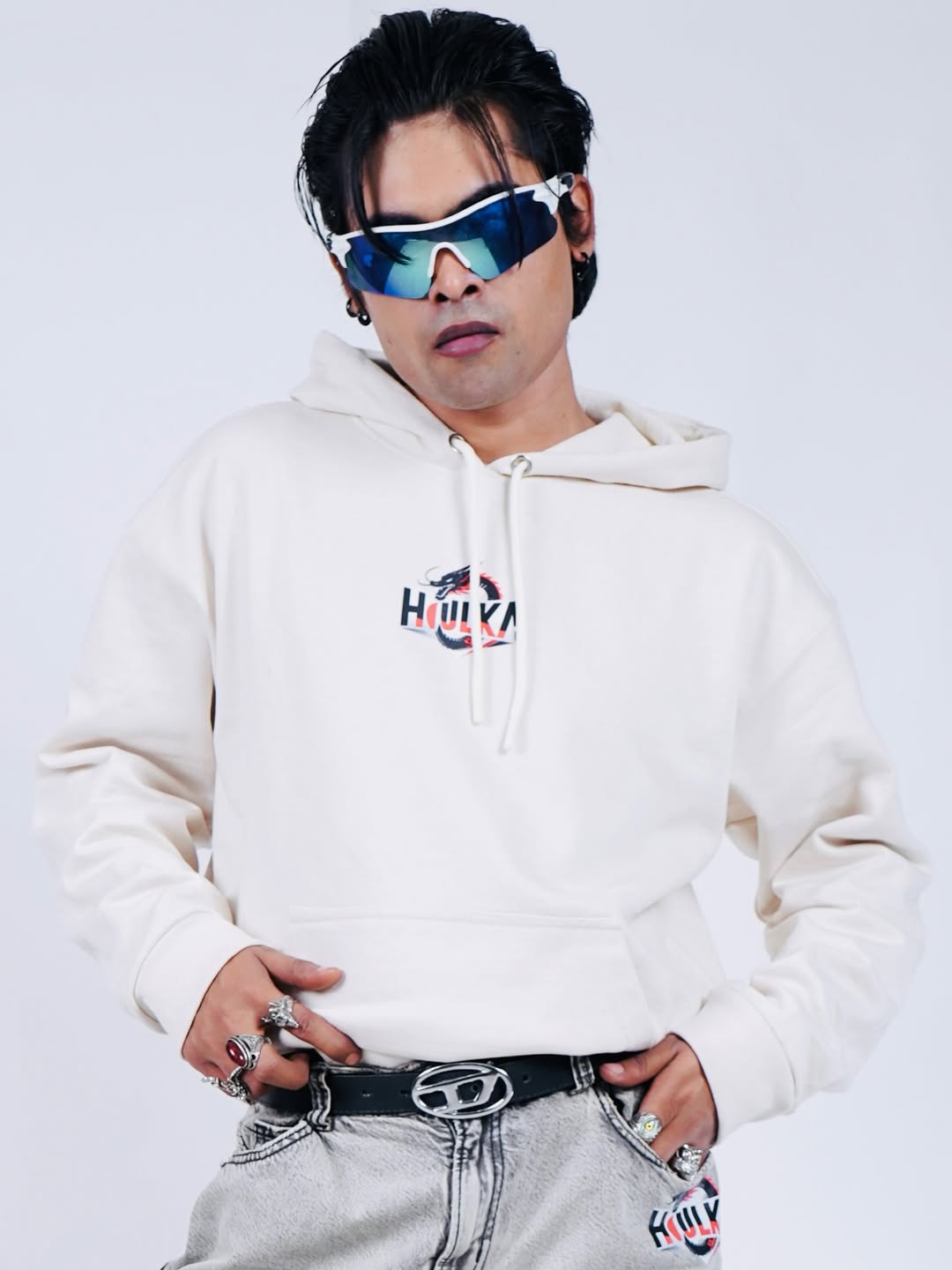 HULKA Off White Drop Shoulder Hoodie – Cream